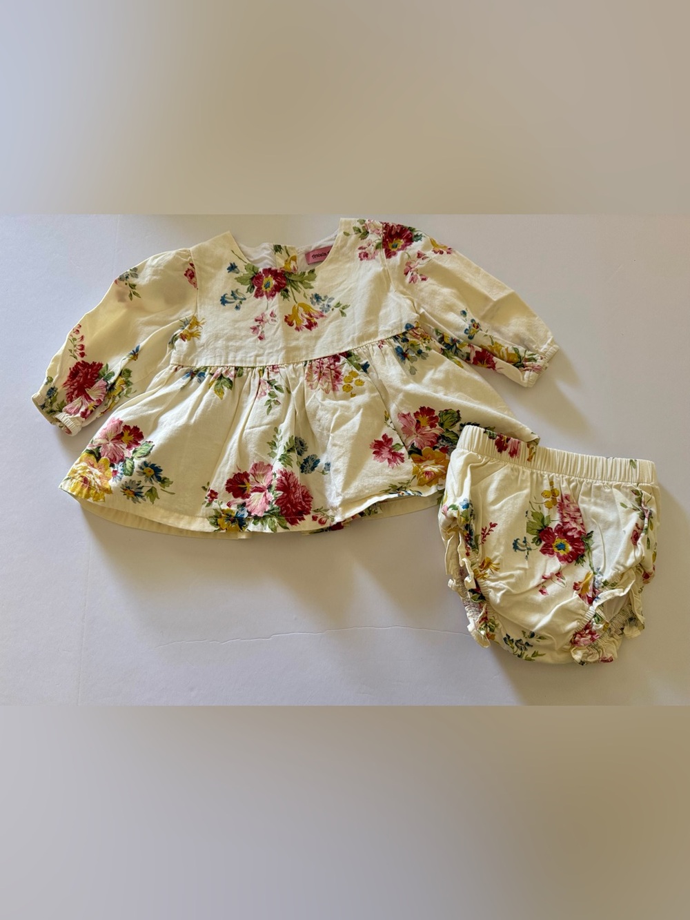 Girl 12 month Arabella and rose floral cream two piece set